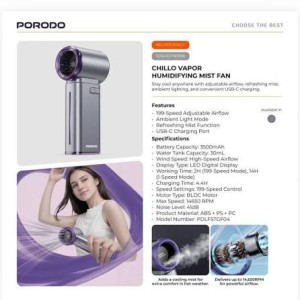 فن پنکه مه پاش پرودو  porodo Chillo Vapor