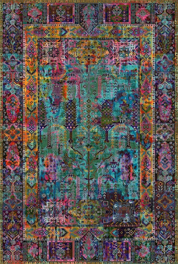 قالیچه و فرشینه سنتی و مدرن هال و پذیرایی برند رویان کد D374 سایت خرید برو