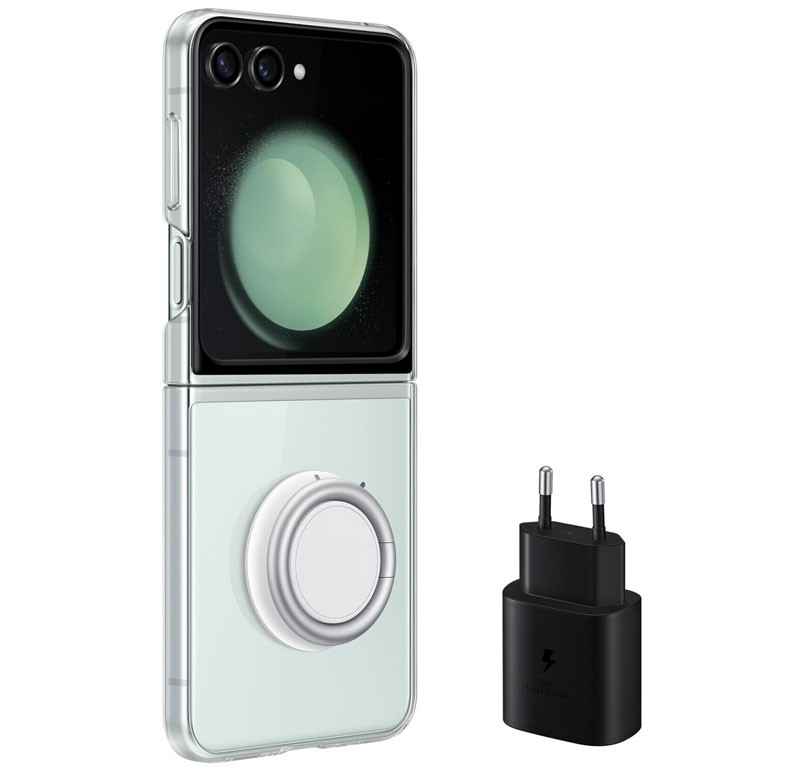 پک اصلی کاور و شارژر دیواری گلکسی زد فلیپ 5 سامسونگ Samsung Galaxy Z Flip5 Cover Case Starter pack EF-XF73