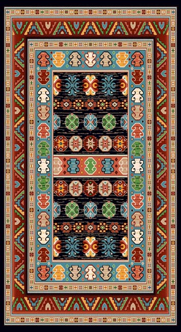 فرش ماشینی 700 شانه درجه 1 طرح گبه ماندگار 4 متری زمینه چند رنگ غلبه قرمز مشکی کد 108 | گبه کیفیت ضد حساسیت فرش قسطی