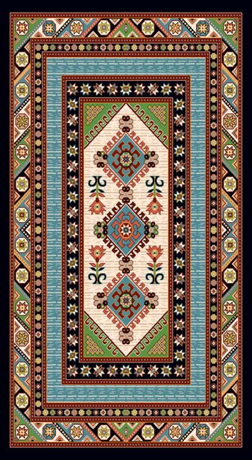 فرش ماشینی 700 شانه درجه 1 طرح گبه ماندگار 4 متری زمینه مشکی آبی چند رنگکد 102 | گبه کیفیت ضد حساسیت فرش قسطی