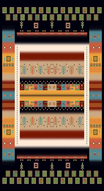 فرش ماشینی 700 شانه درجه 1 طرح گبه ماندگار ابعاد متنوع زمینه مشکی چند رنگ کد 105 | گبه کیفیت ضد حساسیتی. فرش قسطی