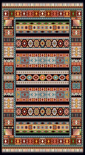 فرش ماشینی 700 شانه درجه 1 طرح گبه ماندگار 4 متری زمینه چند رنگ غلبه مشکی کد 107 | گبه کیفیت ضد حساسیت فرش قسطی