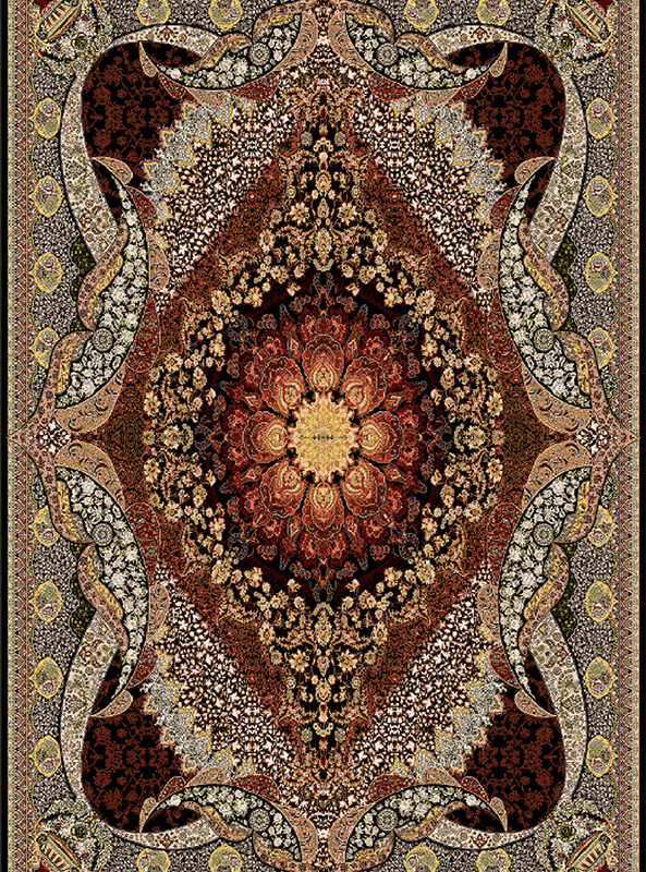 قالیچه و فرشینه سنتی و مدرن هال و پذیرایی برند رویان کدZ402 سایت خرید برو