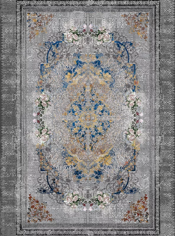 قالیچه و فرشینه مدرن هال و پذیرایی برند رویان کد F12 سایت خرید برو