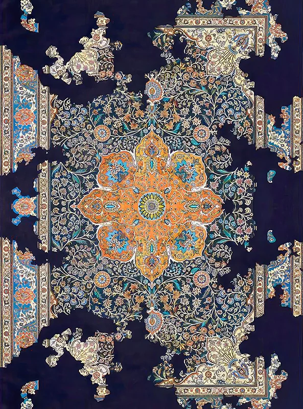 قالیچه و فرشینه مدرن هال و پذیرایی برند رویان کد F62 سایت خرید برو