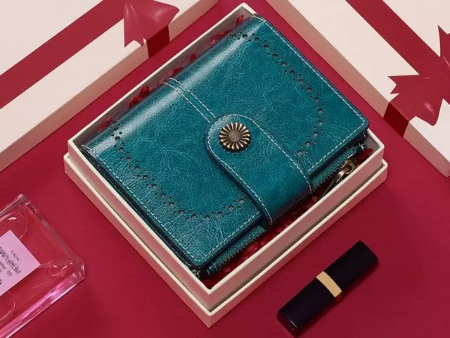 کیف پول زنانه چرمی تاشو IOS/Aiguoshi Cowhide women's folding wallet 2045