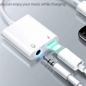 مبدل لایتنینگ با قابلیت اتصال همزمان شارژر و هندزفری Joyroom Lightning to 3.5mm+Lightning S-Y105