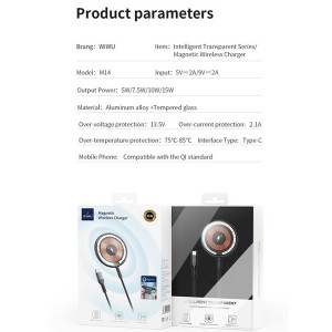 شارژر بی سیم مگنتی 15 وات ویوو Wiwu Transparent Magnetic Wireless Charger M14