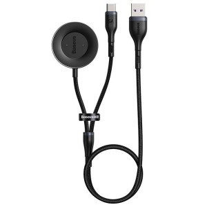 کابل تایپ سی و داک شارژ ساعت بیسوس Baseus Cafule One-for-two Data Cable USB to C+ Watch Charging Dock