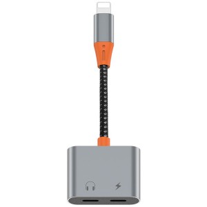 مبدل لایتنینگ به لایتنینگ و درگاه صدا ویوو Wiwu LT08 Lightning To Lightning &amp; 3.5mm Audio Converter