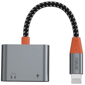 مبدل لایتنینگ به لایتنینگ و درگاه صدا ویوو Wiwu LT08 Lightning To Lightning &amp;amp; 3.5mm Audio Converter