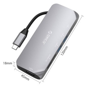 هاب Type-C آلومینیومی‌ با خروجی شبکه ORICO CLH-W1 Type-C to HDMI USB Adapter Hub
