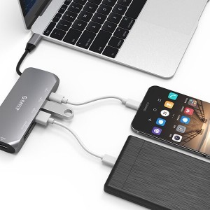هاب Type-C آلومینیومی‌ با خروجی شبکه ORICO CLH-W1 Type-C to HDMI USB Adapter Hub