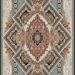 فرش‌ماشینی 700شانه درجه1 ابعاد متنوع طرح آرزو 8 رنگ زمینه آبی فیروزه ای| کیفیت ضد حساسیت. فرش قسطی