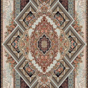 فرش‌ماشینی 700شانه درجه1 ابعاد متنوع طرح آرزو 8 رنگ زمینه سرمه ای | کیفیت ضد حساسیت فرش قسطی