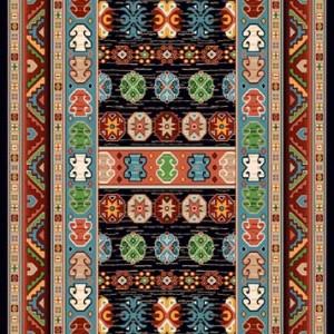 فرش ماشینی 700 شانه درجه 1 طرح گبه ماندگار 4 متری زمینه چند رنگ غلبه قرمز مشکی کد 108 | گبه کیفیت ضد حساسیت فرش قسطی