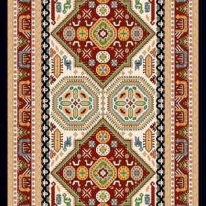 فرش ماشینی 700 شانه درجه 1 طرح گبه ماندگار 4 متری زمینه چند رنگ قهوه ای کد 111 | گبه کیفیت ضد حساسیت . فرش قسطی