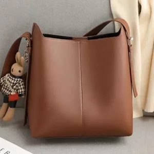کیف دوشی زنانه چرم با ظرفیت بزرگ و طراحی ساده New Women&#39;s Leather Bucket Bag Large Capacity 5345