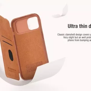 کیف کلاسوری آیفون 15 نیلکین Nillkin Apple iPhone 15 Qin Pro leather case