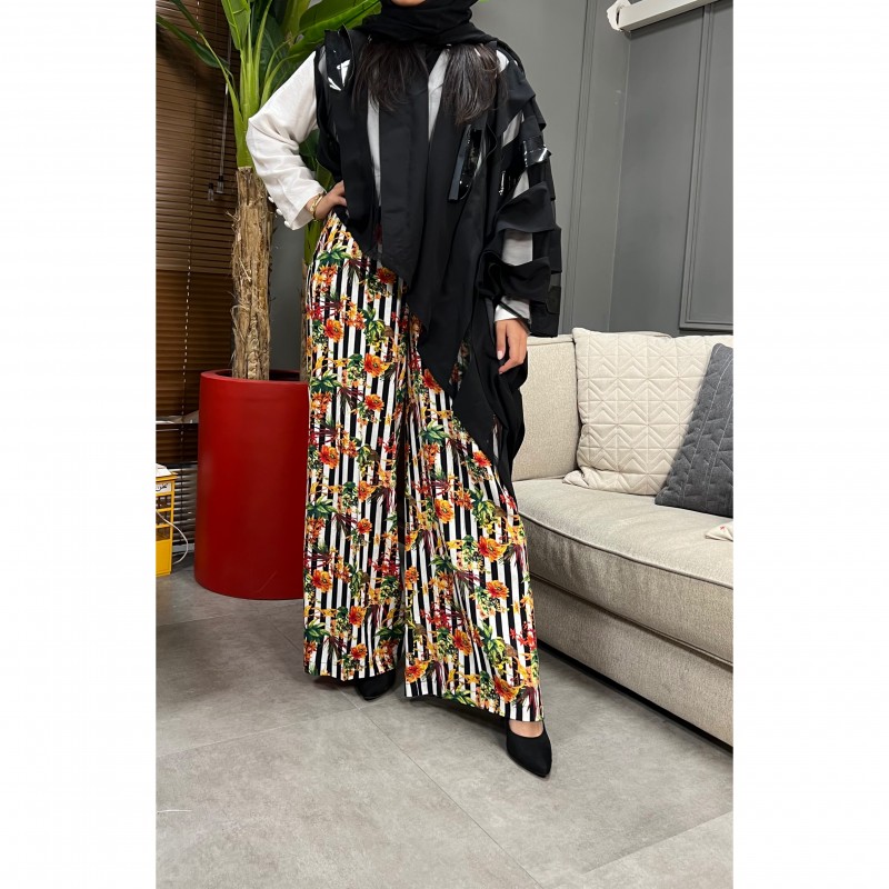 شلوار اکیو گل نارنجی