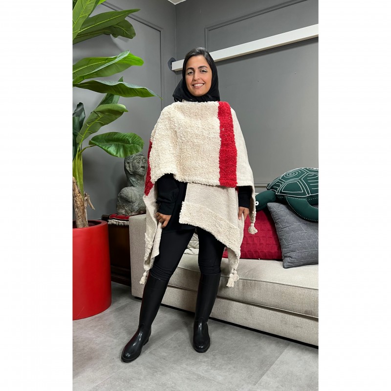 پانچو اینکا کرم/قرمز