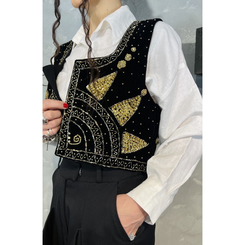 جليقه خورشيد طلايي مشكي