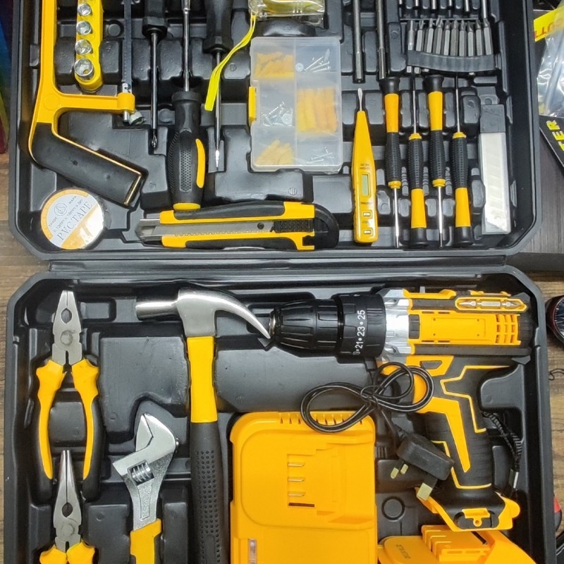 ست دریل و پیچ گوشتی شارژی و ابزار کار کامل کایان زارا KayanZara