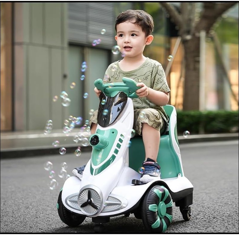 ماشین شارژی چهار چرخ NTECH برای کودکان | عملکرد حباب | چرخش 360 درجه | چراغهای LED خنک | کمربند نشستن | ایمن و راحت | TM010 برای کودکان 3 تا 6 سال