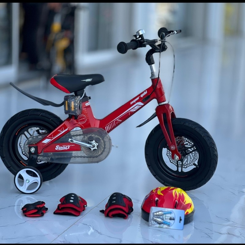 دوچرخه 12 منیزیمی فوق سبک لاکچری گلد کایان بایک همراه با لوازم ایمنی