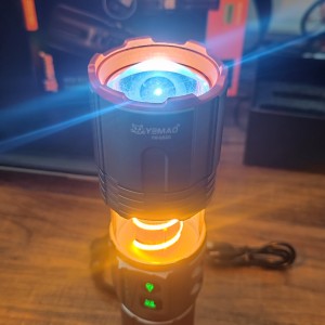 چراغ قوه زوم دار لیزری ۱ کیلومتری  فانوس دار 8 حالته پاوربانک دار