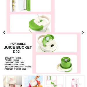 جویسر شارژی بطری مخلوط کن قدرتمند و بزرگ JUICE BUCKET D02