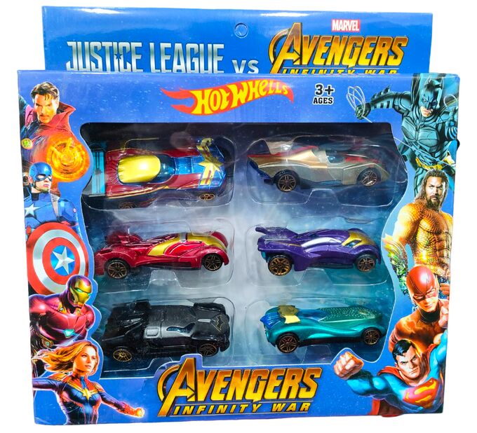 ست 6 عددی ماشین فلزی قهرمانان (Justice League vs Avengers)