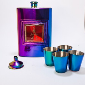 هیپ ست رنگین کمانی با 4 لیوان استیل و قیف