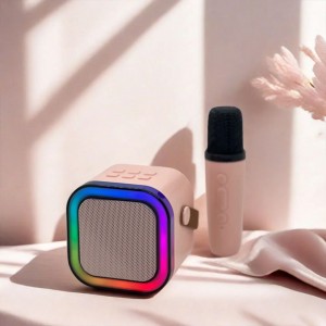 اسپیکر میکروفون دار شارژی با بند چرمی و نور RGB مدل KB-225