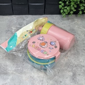 ظرف غذا دو طبقه به همراه قمقمه طرح حیوانات