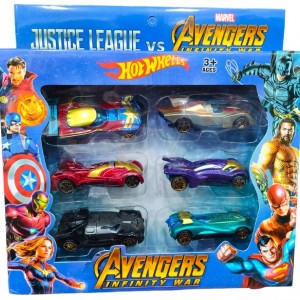 ست 6 عددی ماشین فلزی قهرمانان (Justice League vs Avengers)