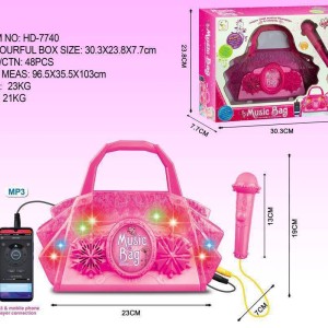 کیف موزیکال دخترانه چراغ‌دار همراه با میکروفون و ورودی MP3 مدل HD-7740