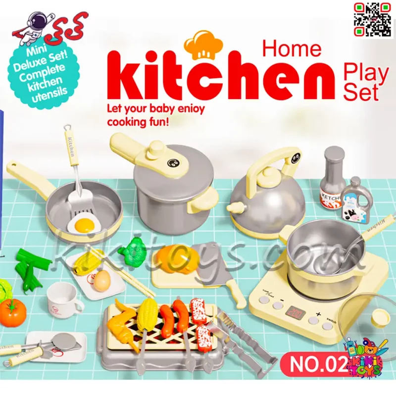 اجاق گاز و آشپزخانه اسباب بازی رومیزی موزیکال با زودپز و کباب پز Kitchen pley set 233