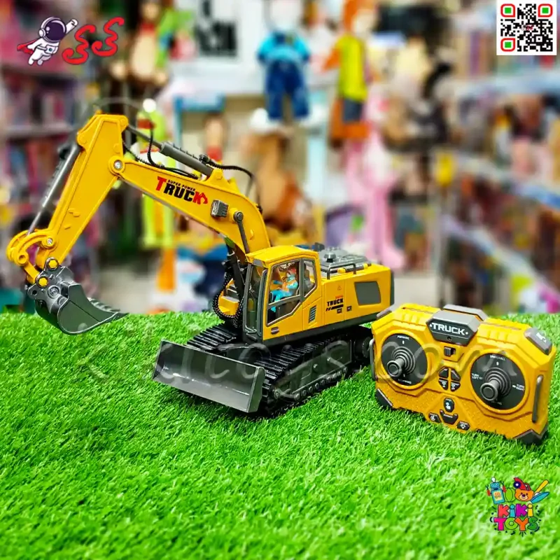 بیل مکانیکی اسباب‌بازی کنترلی 13 کاناله با بیل فلزی، چرخ زنجیری، دودزا و باتری شارژی