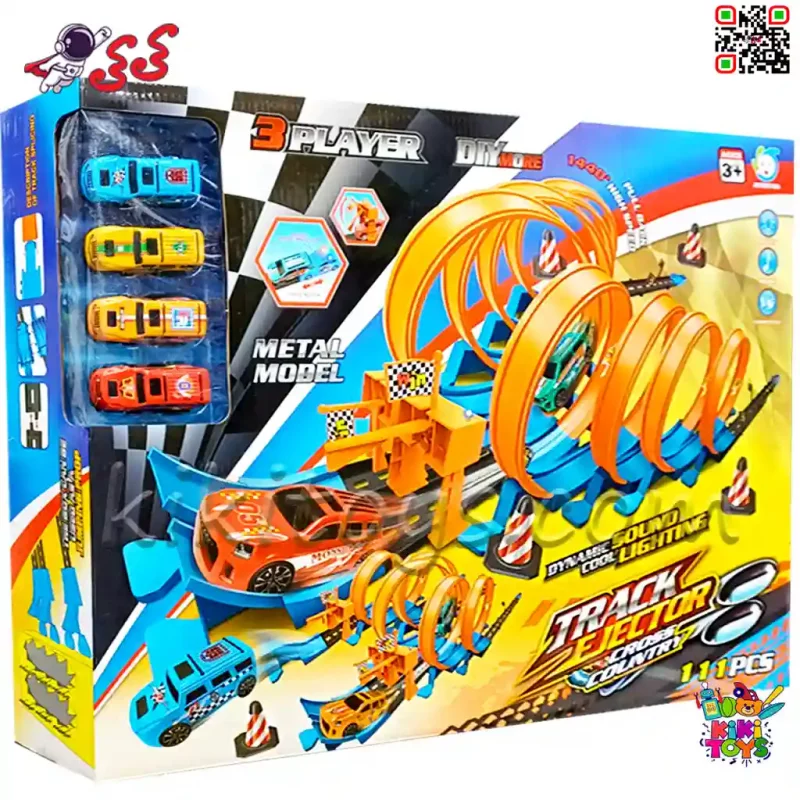 پیست اسباب‌بازی هات ویلز با حلقه‌های نمایشی و ماشین‌های فلزی عقب‌کش مدل Hot Wheels 652