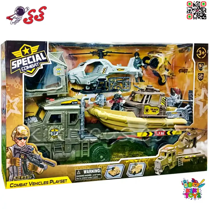 اسباب‌بازی جنگی نظامی پسرانه با کامیون، قایق، هلیکوپتر و سرباز مدل Soldier Force 310942