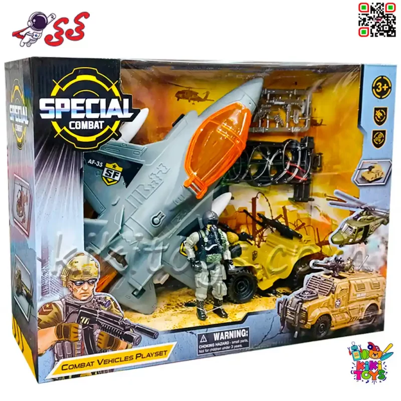 اسباب‌بازی جنگی نظامی پسرانه شامل هواپیما، موتور چهارچرخ و سرباز با تجهیزات مدل Soldier Force 310913
