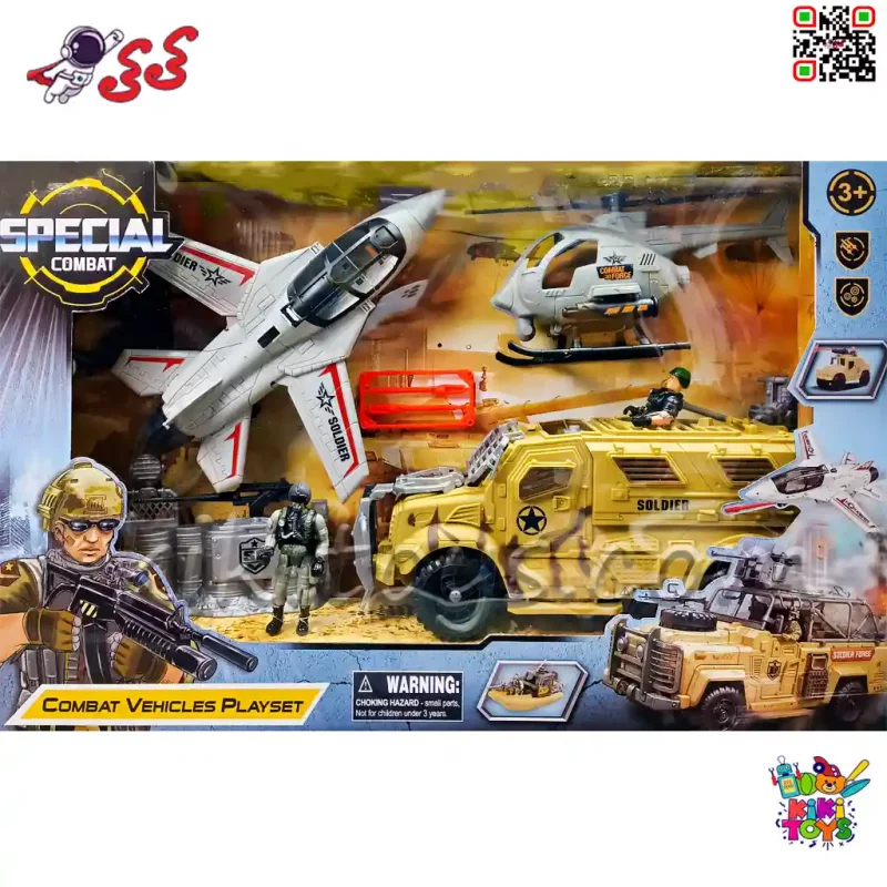اسباب‌بازی جنگی نظامی پسرانه شامل نفربر، هلی کوپتر، هواپیما و سرباز با تجهیزات مدل Soldier Force 310949