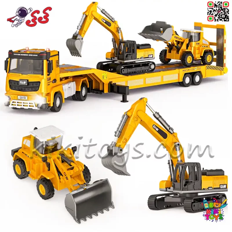 ماکت فلزی تریلی اسکانیا SCANIA 5526 حمل ماشین راهسازی – همراه با ماشین‌های فلزی ساخت‌و‌ساز