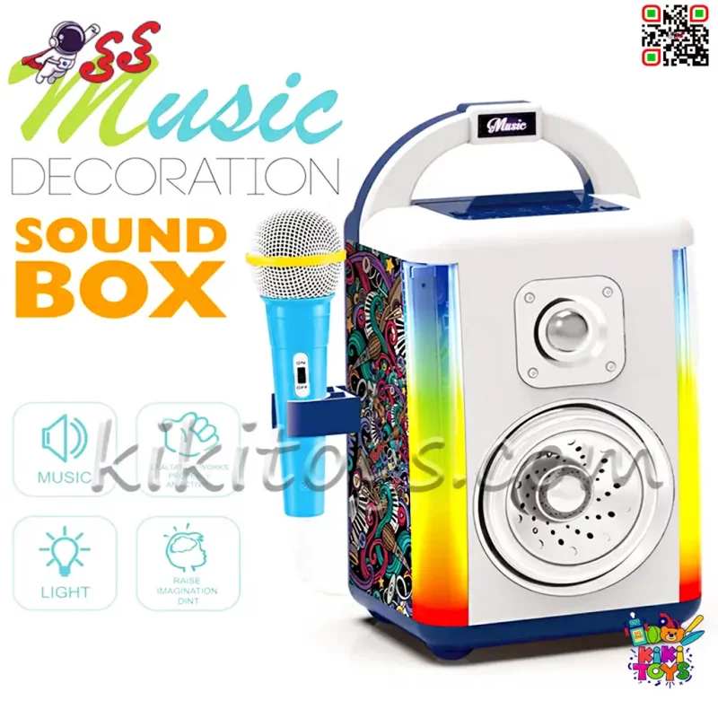 اسپیکر و میکروفون موزیکال کودکانه مدل 6007 | باکس موسیقی بلوتوثی با نورپردازی و ضبط صدا