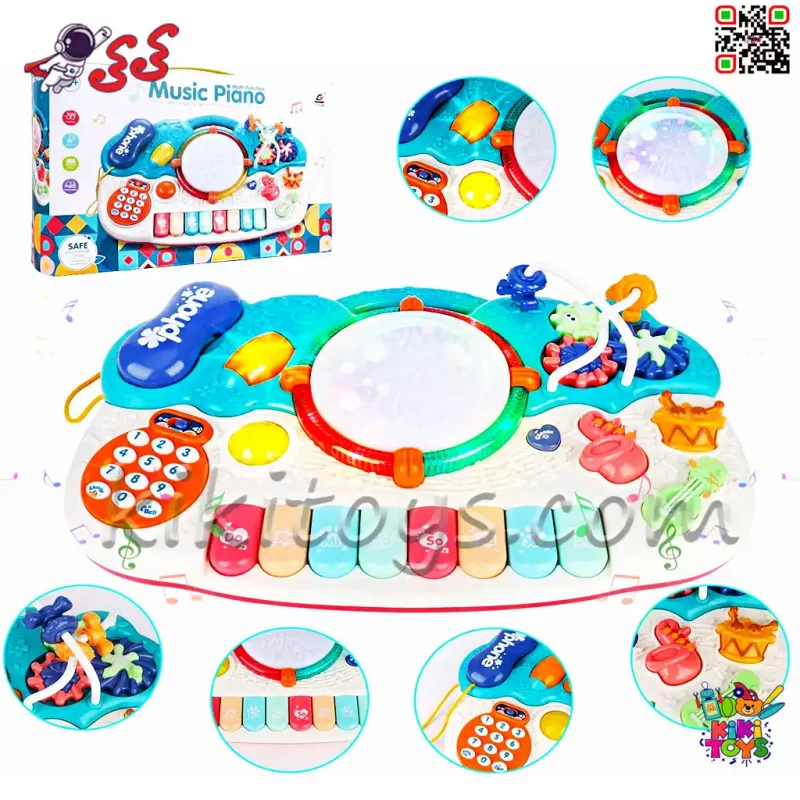 پیانوی موزیکال کودکانه مدل CY-7008B همراه با افکت نوری و صوتی، مناسب کودکان ۱۲ ماه به بالا