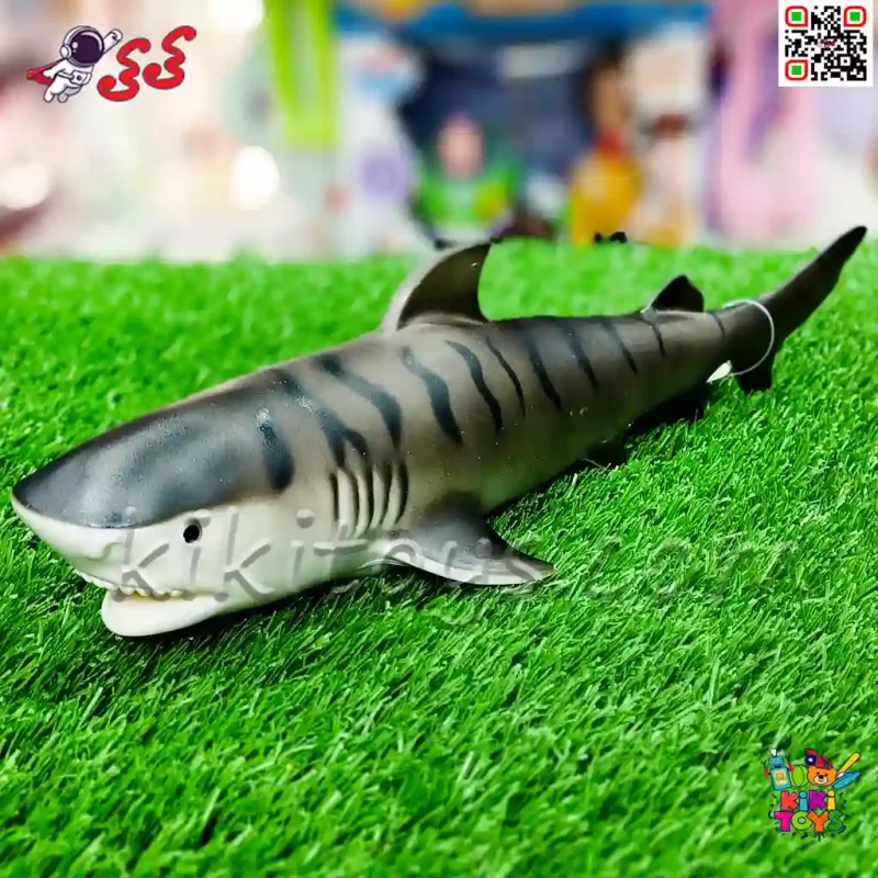 فیگور کوسه ببری اسباب‌بازی حیوانات دریایی برند UCOK سیلیکونی نرم