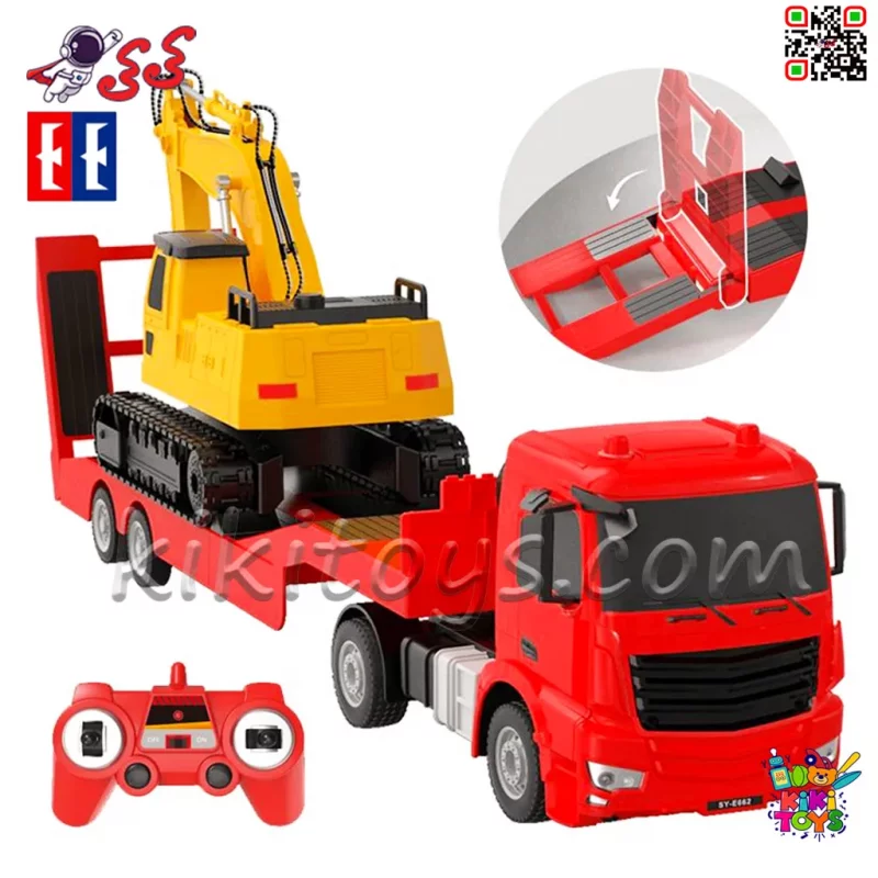 ماشین کنترلی تریلی مرسدس بنز Double E مدل E663-003 با بیل مکانیکی و چراغ و صدا – تریلر جداشونده، کنترل ۲.۴ گیگاهرتز، مقیاس 1:26