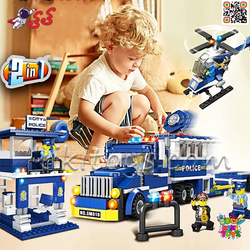 لگو پلیس شهری با ایستگاه و تجهیزات  و دو مدل ساخت – ست ساختنی جذاب سری سیتی مدل SM610